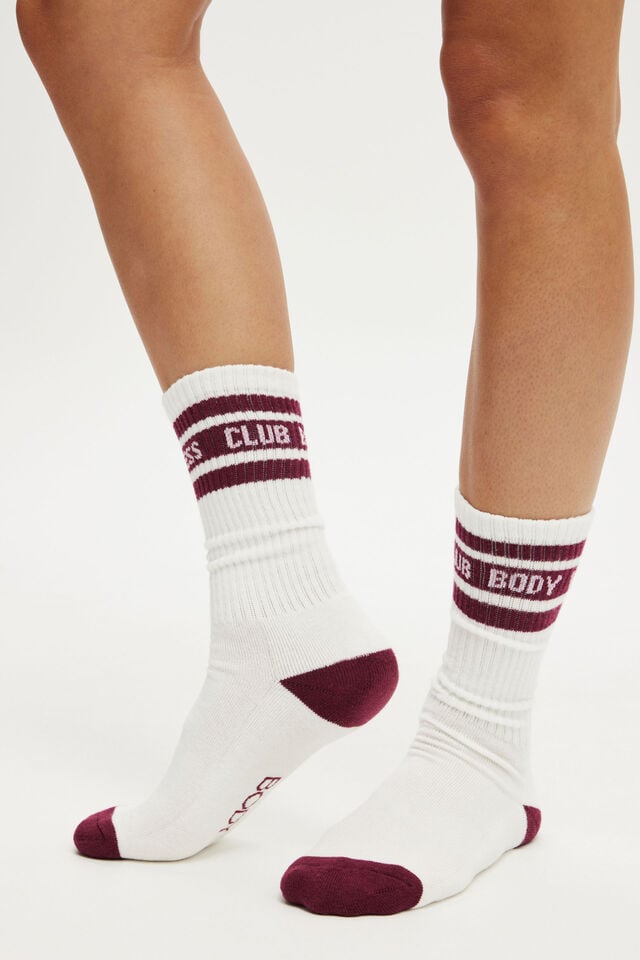 cotton on Active Tube Sock coconut milk/ sangria bwc