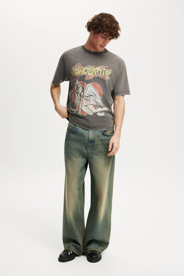 Cotton On Aerosmith Cropped Fit T-Shirt Lcn Bra Faded Slate / Aerosmith - Angel