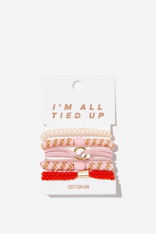 cotton on All Tied Up Hair Tie Pack pink red/metallic