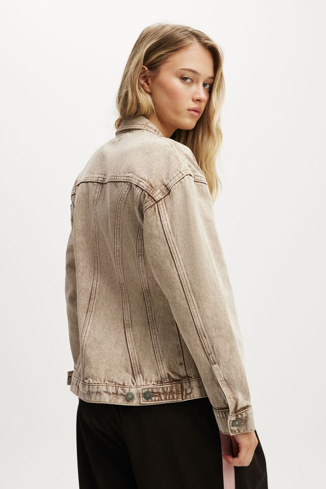 Cotton On Alva Cinched Denim Jacket Brown Stonewash