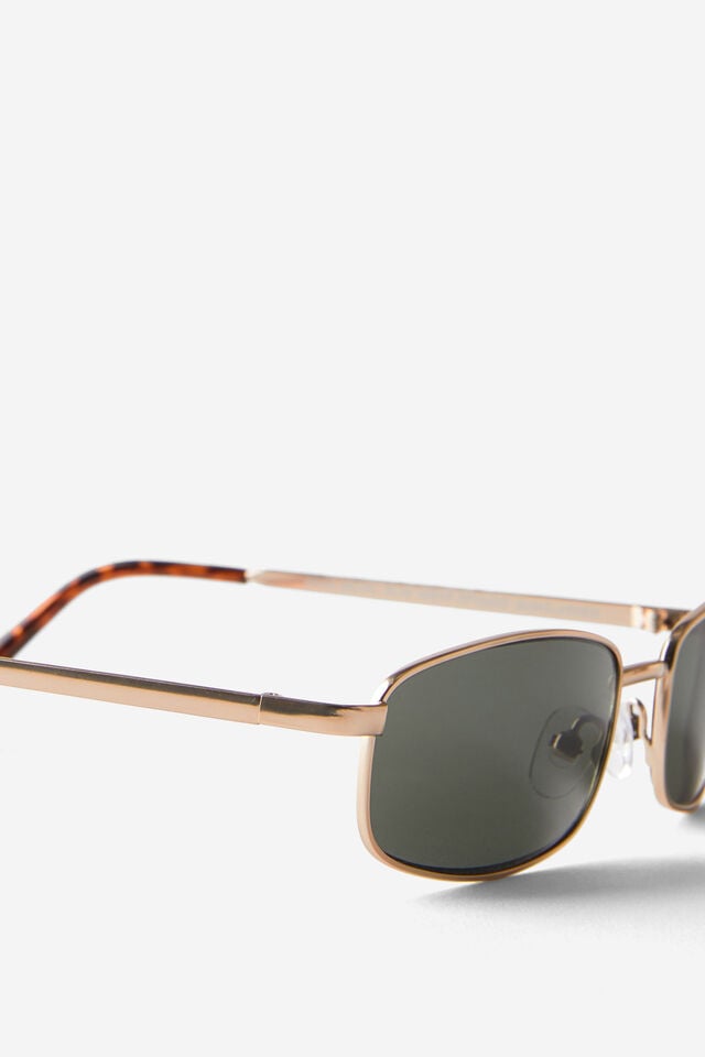 Cotton On Asha Metal Slim Wrap Around Sunglasses Matte Gold/green