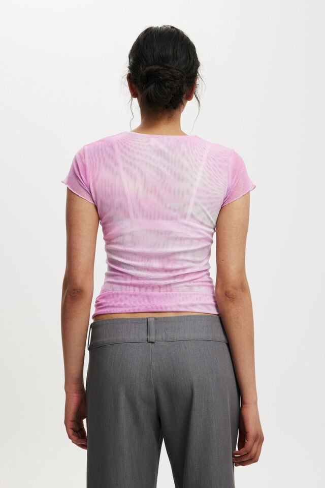 Cotton On Ashley Mesh Short Sleeve Top Mirra Pink Blurred