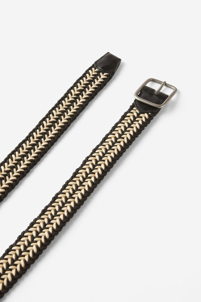 Cotton On Avenue Braided Belt Black/vintage White/burnished Silver