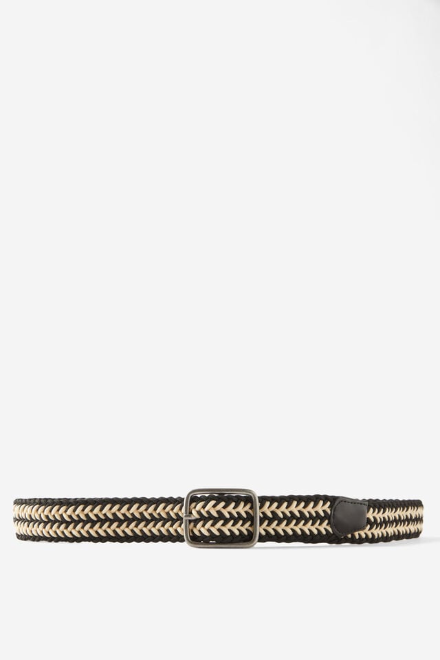 cotton on Avenue Braided Belt black/vintage white/burnished silver