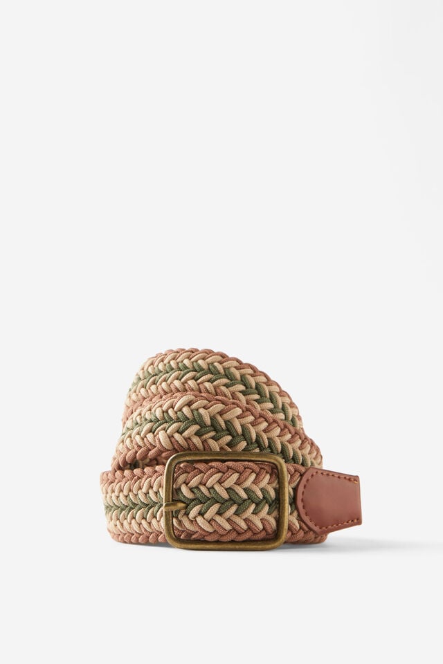 cotton on Avenue Braided Belt brown/green/vintage white/burnished bronze