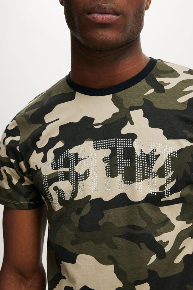 Cotton On Baby Graphic T-Shirt Forest Camo/content Warning