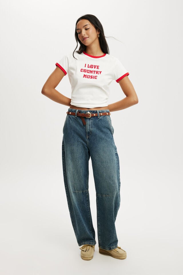 Cotton On Baby Graphic Tee I Love Country Music/vintage White