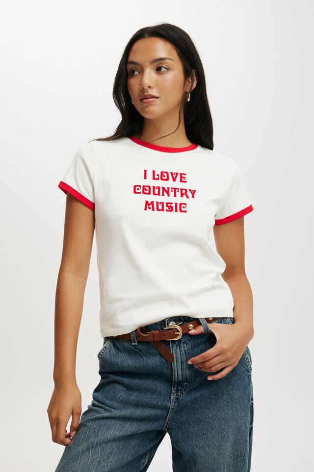 cotton on Baby Graphic Tee i love country music/vintage white