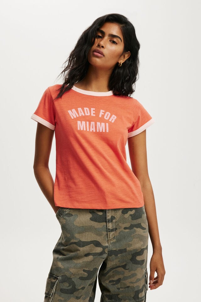 cotton on Baby Graphic Tee made for miami/ coral crush