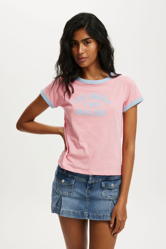 cotton on Baby Graphic Tee too broke for malibu/ britney pink