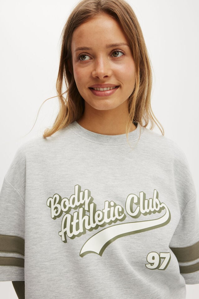 Cotton On Ballpark Oversized Graphic Tshirt Light Grey Marle/body Athletic Club