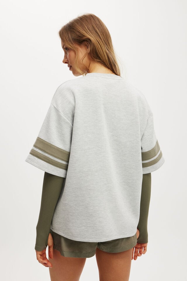 Cotton On Ballpark Oversized Graphic Tshirt Light Grey Marle/body Athletic Club