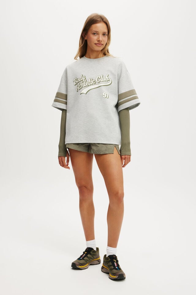 Cotton On Ballpark Oversized Graphic Tshirt Light Grey Marle/body Athletic Club