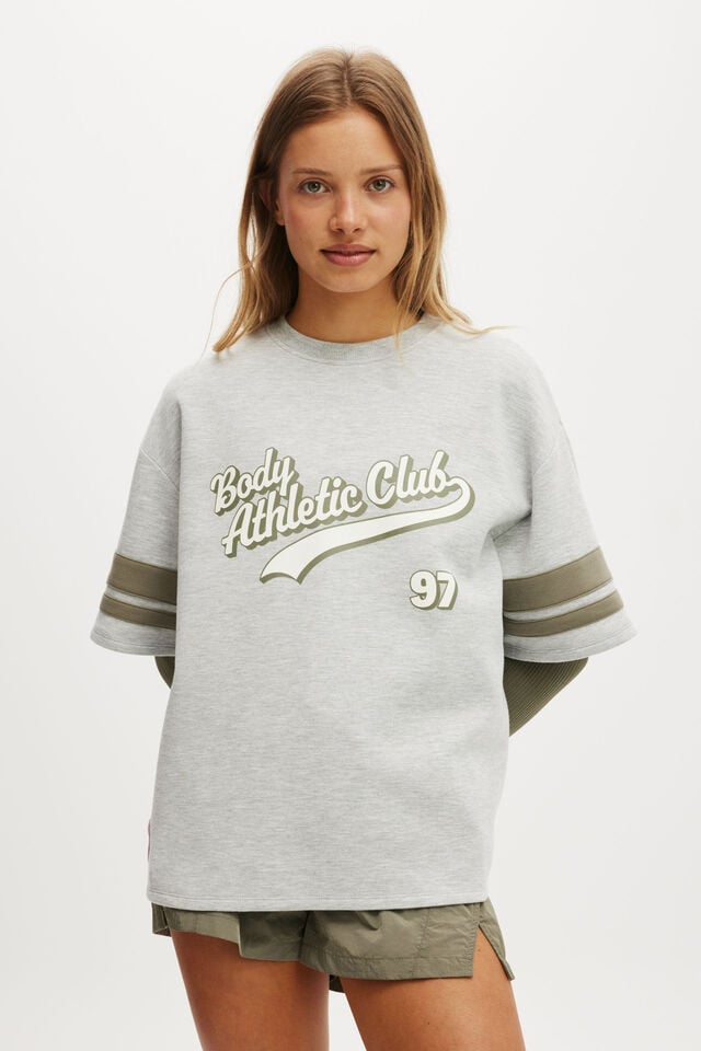 cotton on Ballpark Oversized Graphic Tshirt light grey marle/body athletic club
