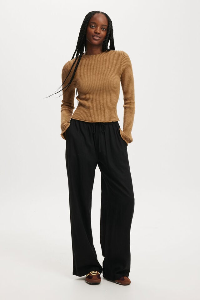 Cotton On Be My Baby Overlock Rib Long Sleeve Pinecone