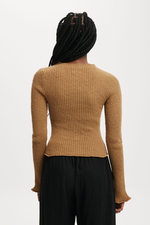 Cotton On Be My Baby Overlock Rib Long Sleeve Pinecone