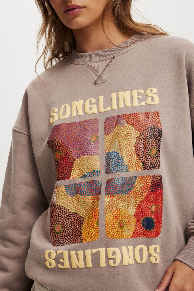 Cotton On Bianca Simpson Crew Sweatshirt Lcn Bra Bianca Simpson Songlines/washed Mocha