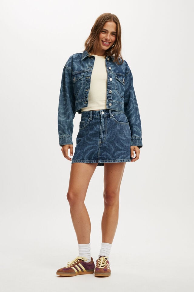 Cotton On Bianca Simpson Denim Mini Skirt Lcn Bianca Simpson/ Atlantic Blue