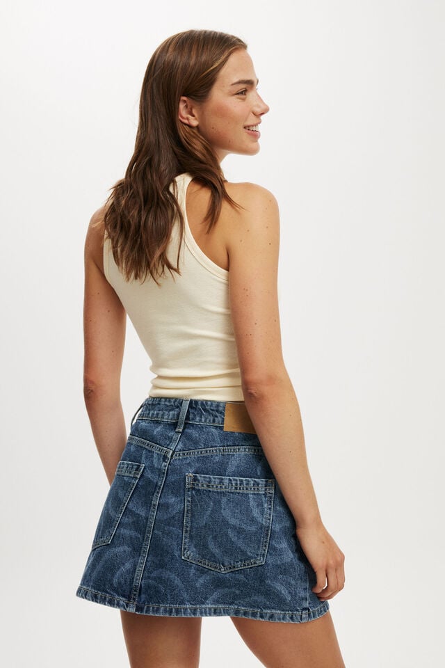 Cotton On Bianca Simpson Denim Mini Skirt Lcn Bianca Simpson/ Atlantic Blue