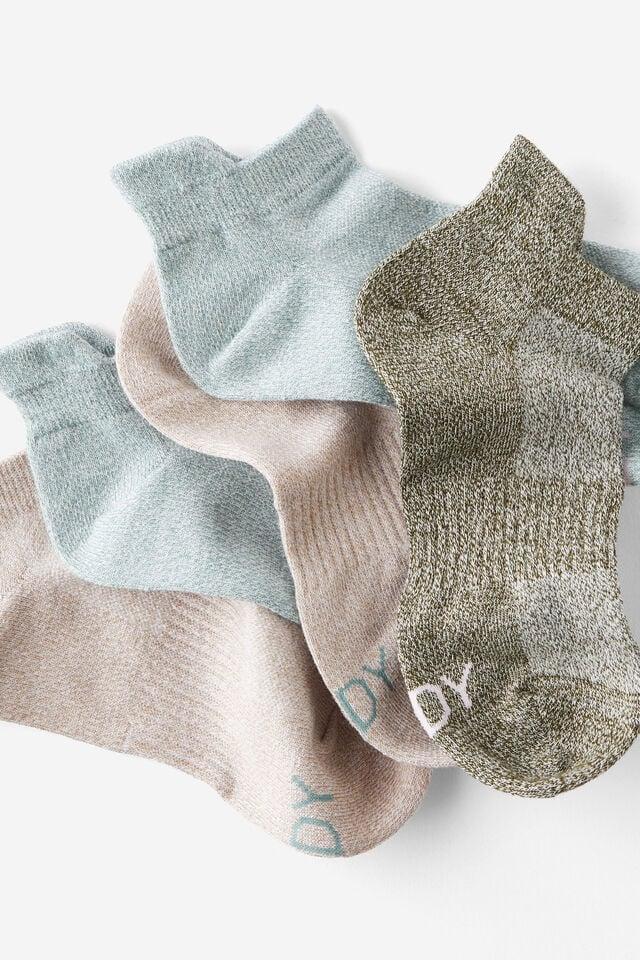Cotton On Body 5Pk Ankle Sport Sock Iceberg Green Multi
