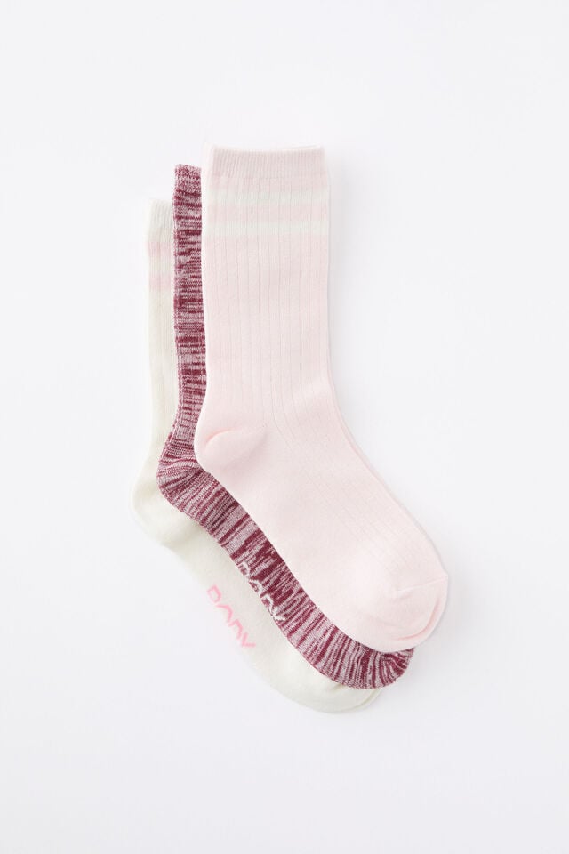 cotton on Body Crew Socks 3Pk deep red/cherry dream