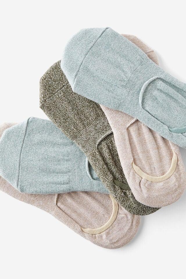 Cotton On Body Invisible Socks 5Pk Iceberg Green Multi