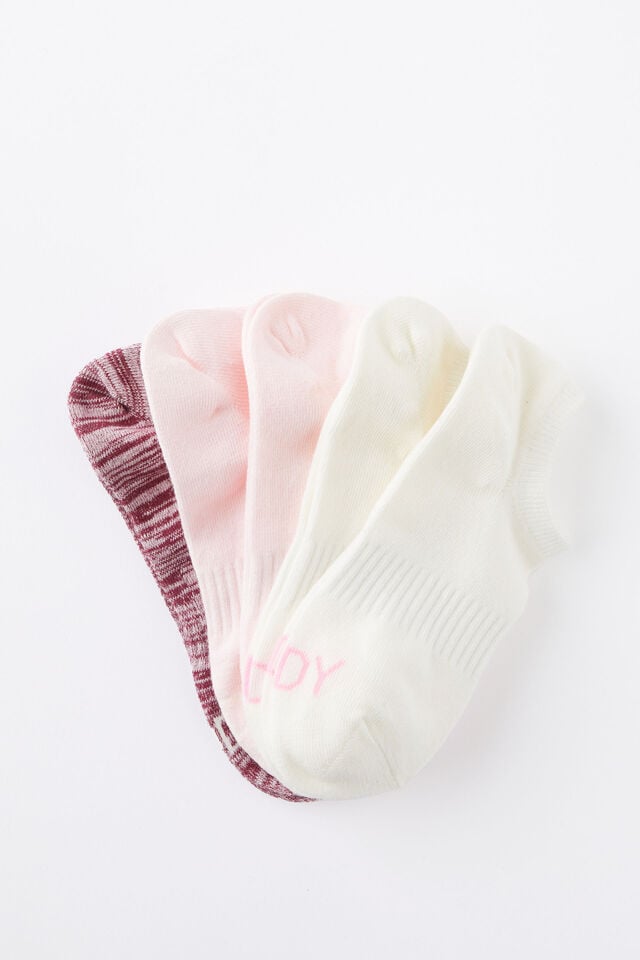 cotton on Body Low Cut Sneaker Socks 5Pk deep red/cherry dream