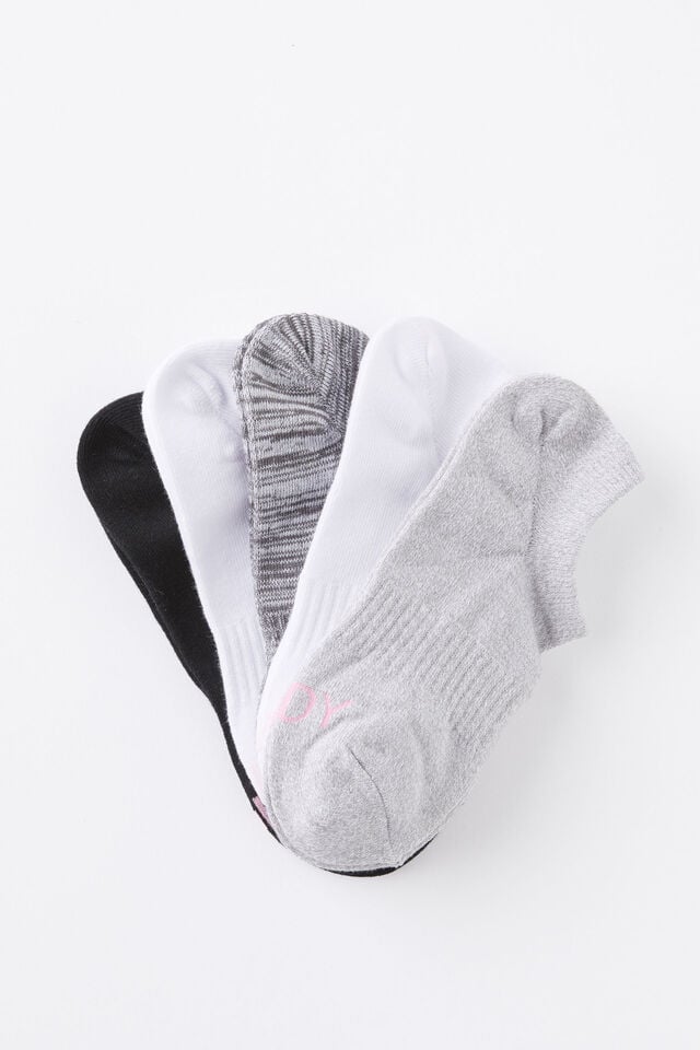 cotton on Body Low Cut Sneaker Socks 5Pk grey scale