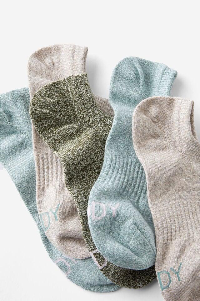 Cotton On Body Low Cut Sneaker Socks 5Pk Iceberg Green Multi