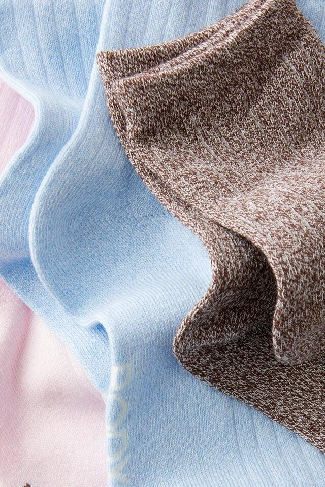 Cotton On Body Mid Crew Socks 3Pk French Roast Marle Multi