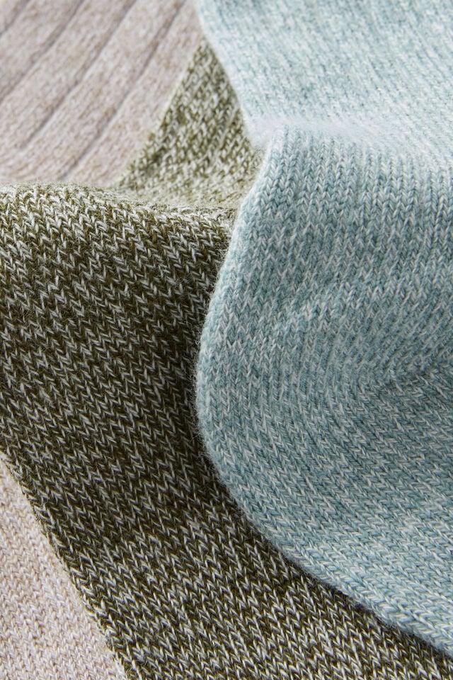 Cotton On Body Mid Crew Socks 3Pk Iceberg Green Multi