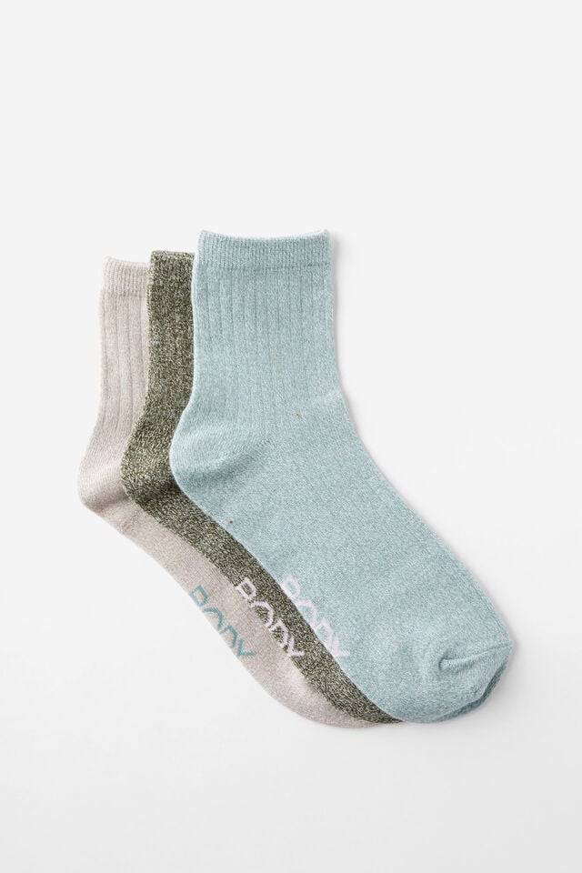 cotton on Body Mid Crew Socks 3Pk iceberg green multi