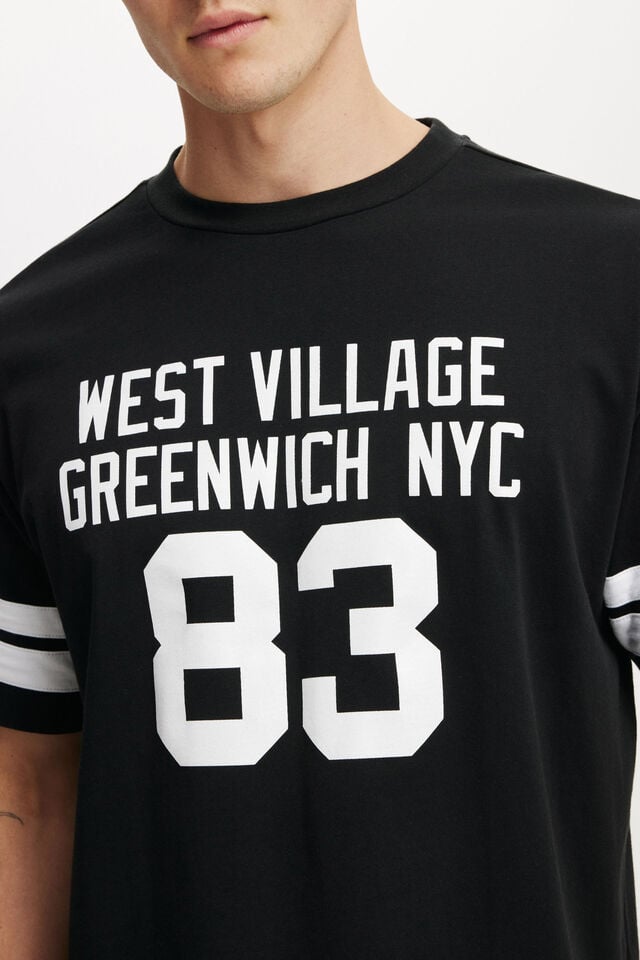 Cotton On Box Fit College T-Shirt Black/greenwich Nyc