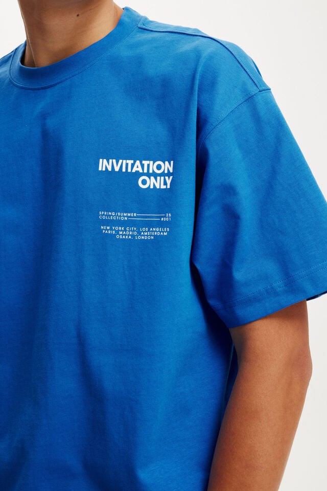 Cotton On Box Fit Easy T-Shirt Electric Blue/invitation Only