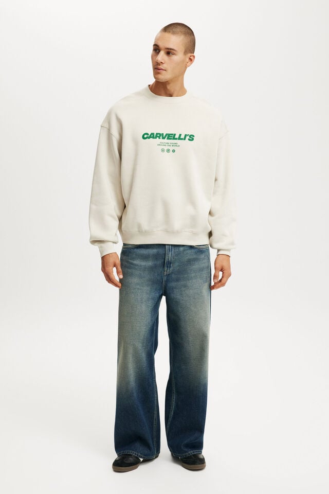 Cotton On Box Fit Graphic Crew Sweater Bone / Carvelli S