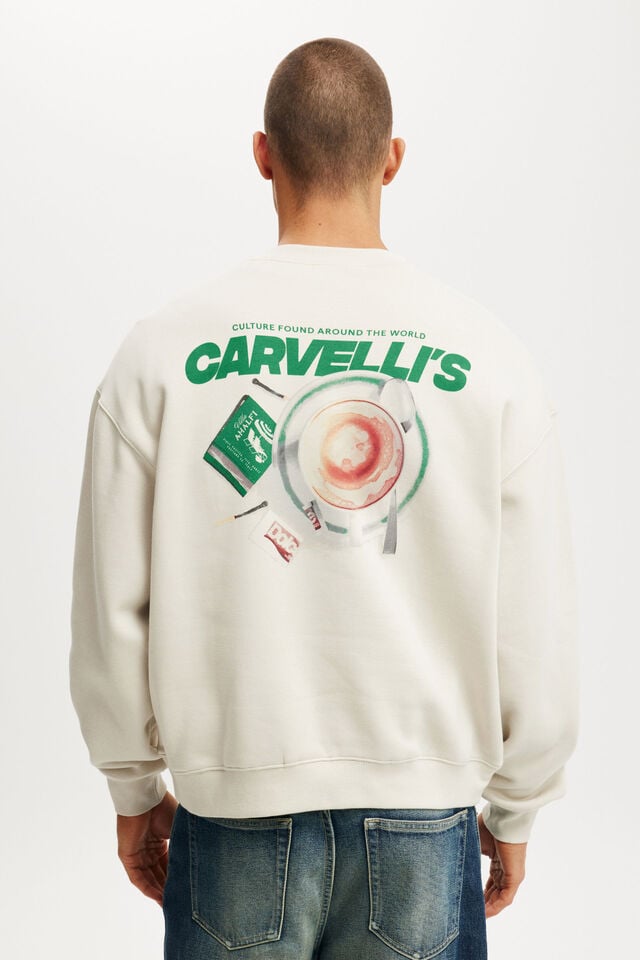 Cotton On Box Fit Graphic Crew Sweater Bone / Carvelli S