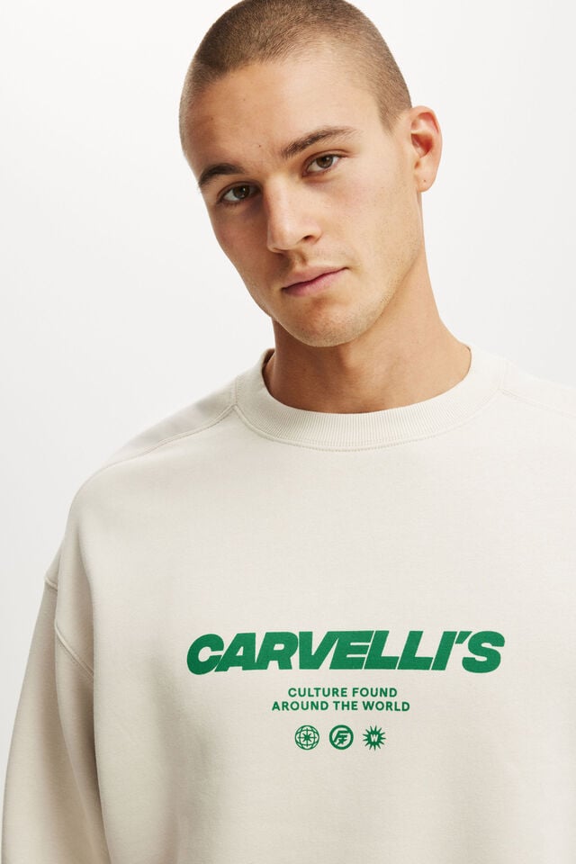 Cotton On Box Fit Graphic Crew Sweater Bone / Carvelli S