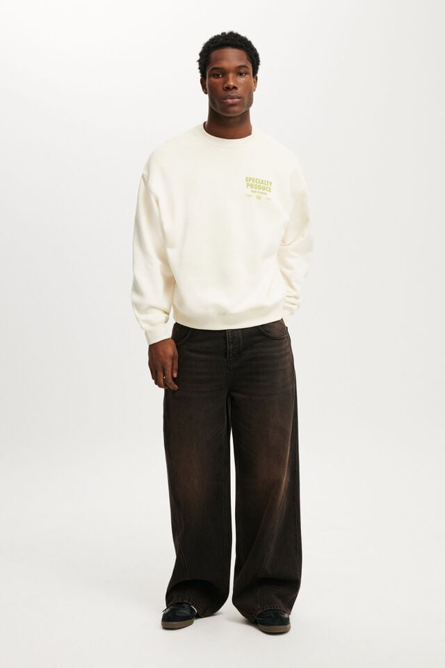 Cotton On Box Fit Graphic Crew Sweater Cream Puff / Specialty Produce