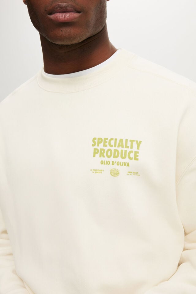 Cotton On Box Fit Graphic Crew Sweater Cream Puff / Specialty Produce