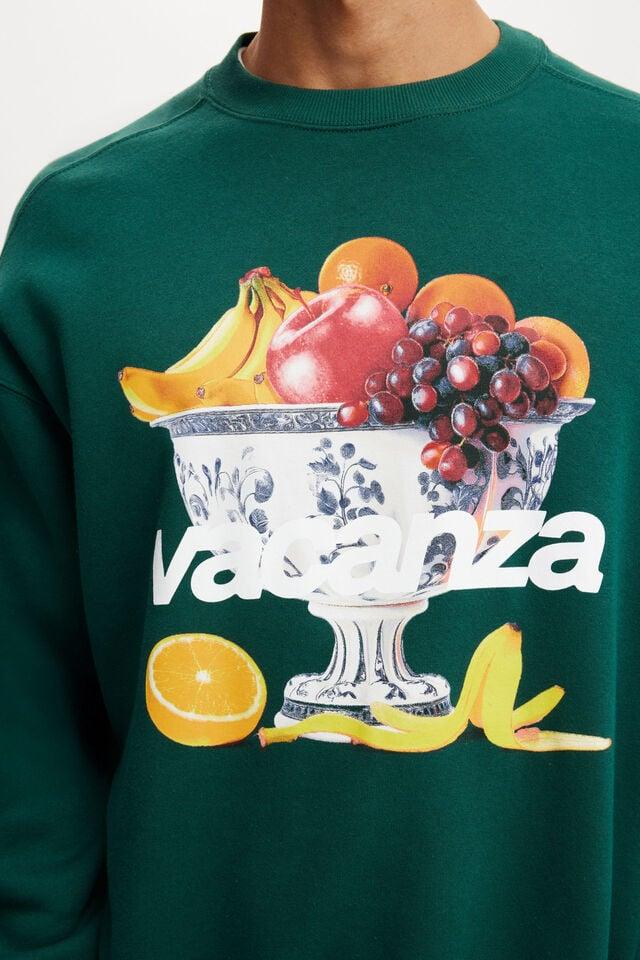 Cotton On Box Fit Graphic Crew Sweater Evergreen / Prodizione Locale