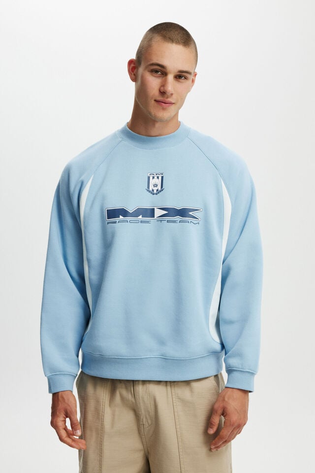 cotton on Box Fit Graphic Crew Sweater pearl blue / ice melt / 49crc