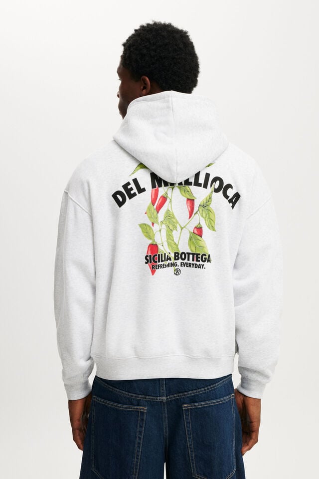 Cotton On Box Fit Graphic Hoodie Athletic Marle / Sicilia Bottega