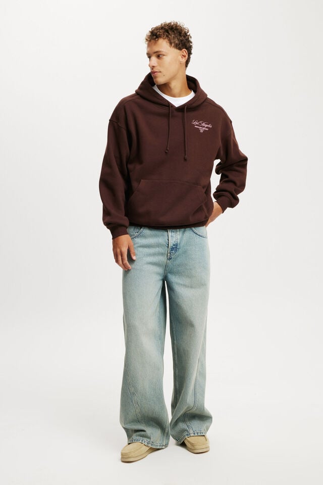 Cotton On Box Fit Graphic Hoodie Dark Oak /pavillion Studio