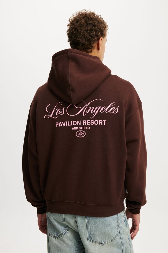 Cotton On Box Fit Graphic Hoodie Dark Oak /pavillion Studio