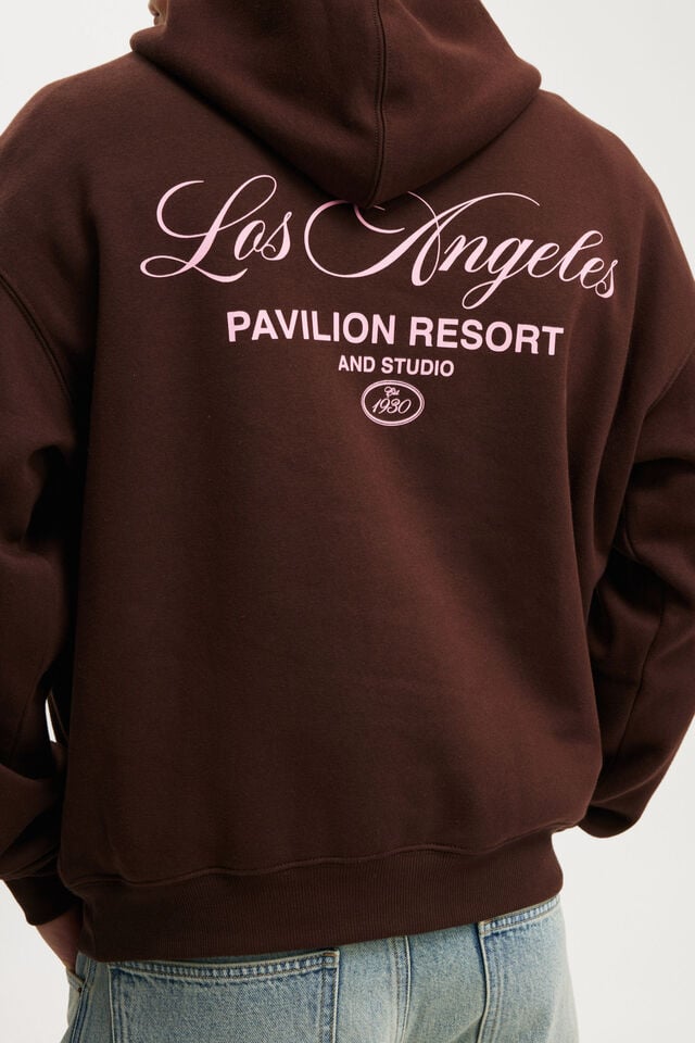 Cotton On Box Fit Graphic Hoodie Dark Oak /pavillion Studio