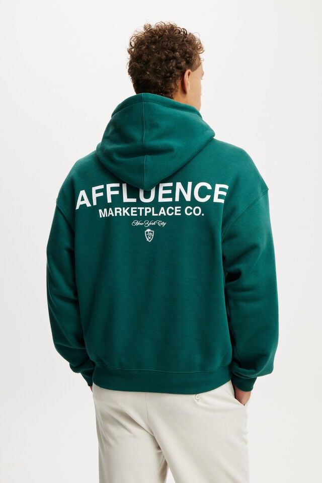 Cotton On Box Fit Graphic Hoodie Evergreen/affluence