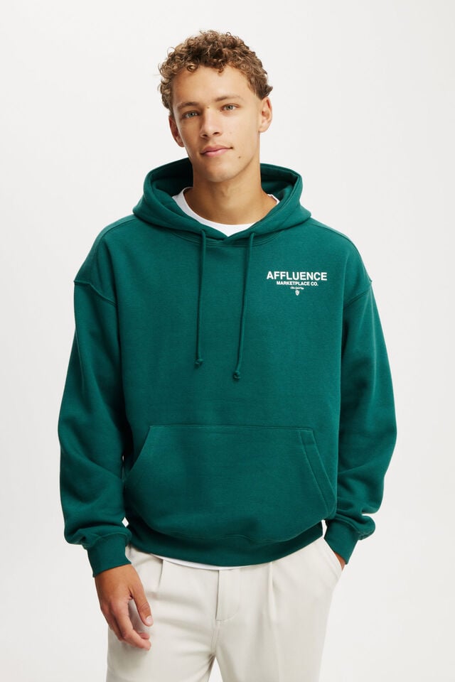 cotton on Box Fit Graphic Hoodie evergreen/affluence
