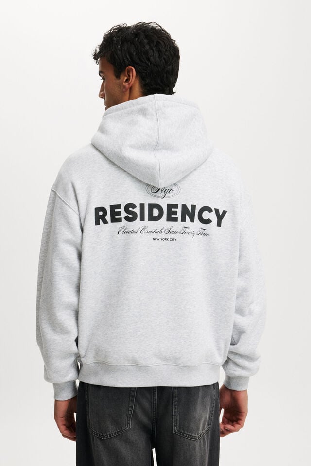 Cotton On Box Fit Graphic Hoodie Grey Marle / Residency Nyc