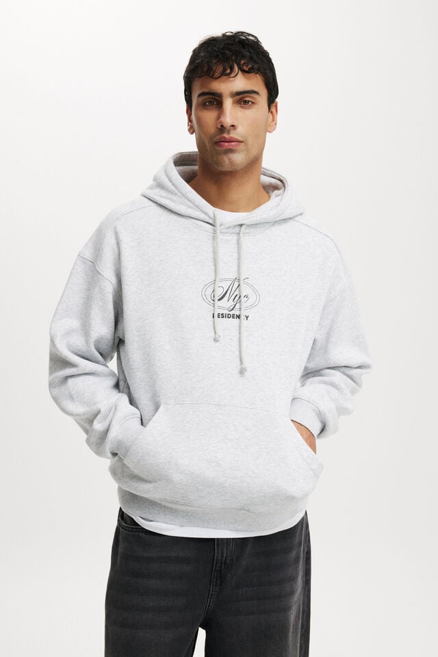 cotton on Box Fit Graphic Hoodie grey marle / residency nyc
