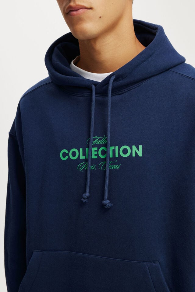 Cotton On Box Fit Graphic Hoodie Indigo/fallen Collective